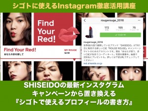 SHISEIDOの 最新インスタグラム キャンペーンから置き換える 『シゴトで使える プロフィールの書き方』